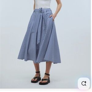 Madewell Striped Navy and White Midi skirt Size 16